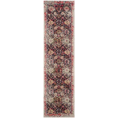 Flowers First 2 ft. 2 in. x 22 ft. Monaco Power Loomed Runner Rug, Grey & Multi Color FL1885081